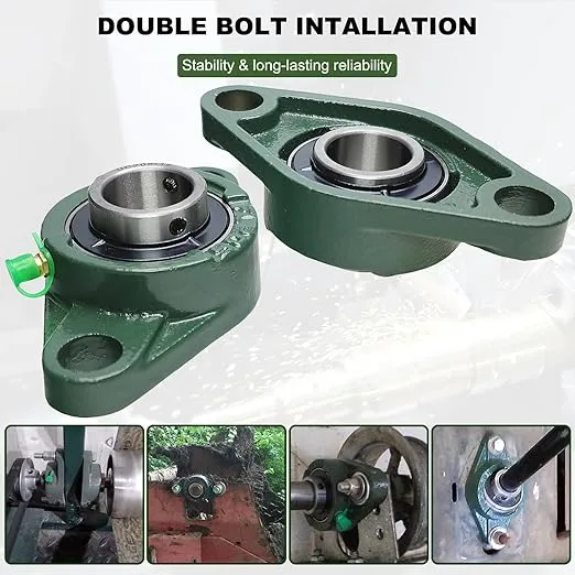 2 Pack UCFL205-16 Pillow Block Bearing, Flange Mount Ball Bearing Unit, 1" Bore, 2-Bolt Flange, Self Aligning Cast Iron Housing, Set Screw Locking Style Flange Pillow Block Bearing