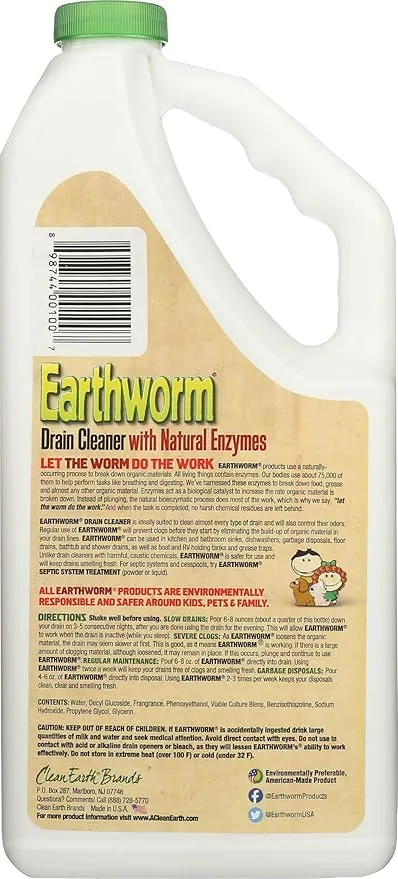 EARTHWORM Drain Cleaner, 32 FZ