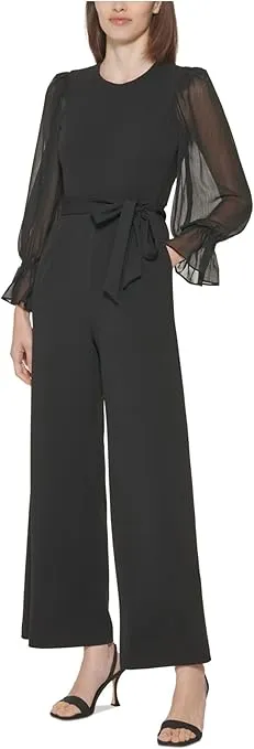 Calvin Klein womens Chiffon Sleeve Jumpsuit