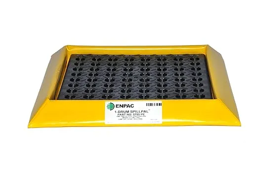 Enpac 5750-YE-G 1 Drum Flexible Sidewall Spillpal with 1/2 Grate, 7.5 Gallon Spill Capacity, 2' Length x 2' Width x 3" Height, Yellow