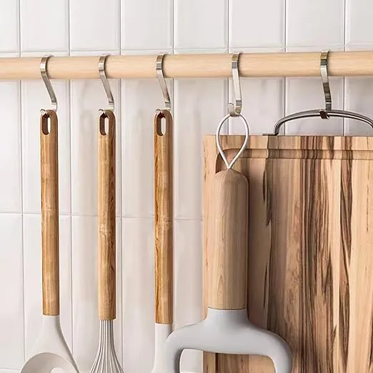 10 Pack Flat S Hooks - Stainless Steel Heavy Duty 3inch S Hooks for Hanging pots, Pans, Plants, Coffee Mugs, Towels in Kitchen and Bathroom, Coat, Bag, Work Shop, Perfect Rack Hooks