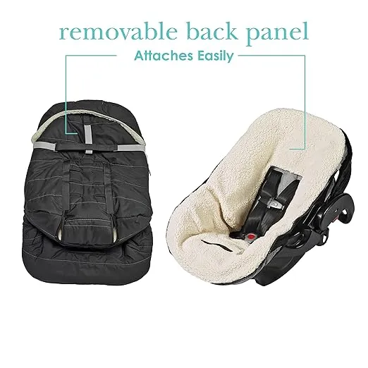 JJ Cole Bundle Me Winter Baby Car Seat Cover and Bunting Bag - Urban - Weather Resistant Baby Carrier Cover - Stroller Accessories and Winter Baby Essentials - Black