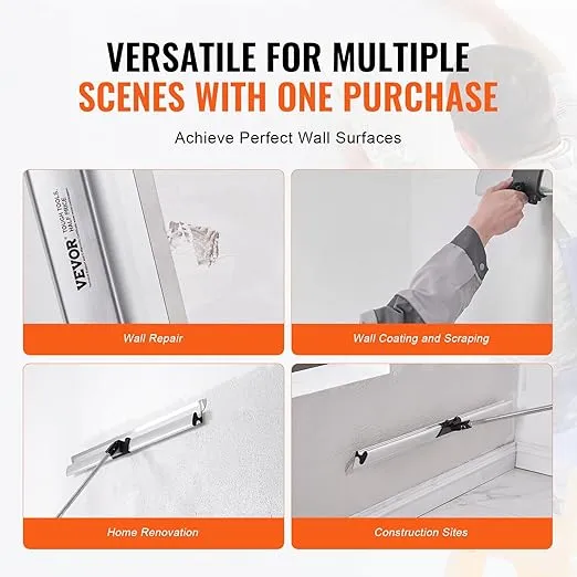 VEVOR Drywall Skimming Kit, Handle + Fixator Smoothing Knife Accessory, Professional Skim Coat Tools For Drywall, Wipe/Drywall Knife, for Gyprock/WallBoard/Plasterboard (No Blade)