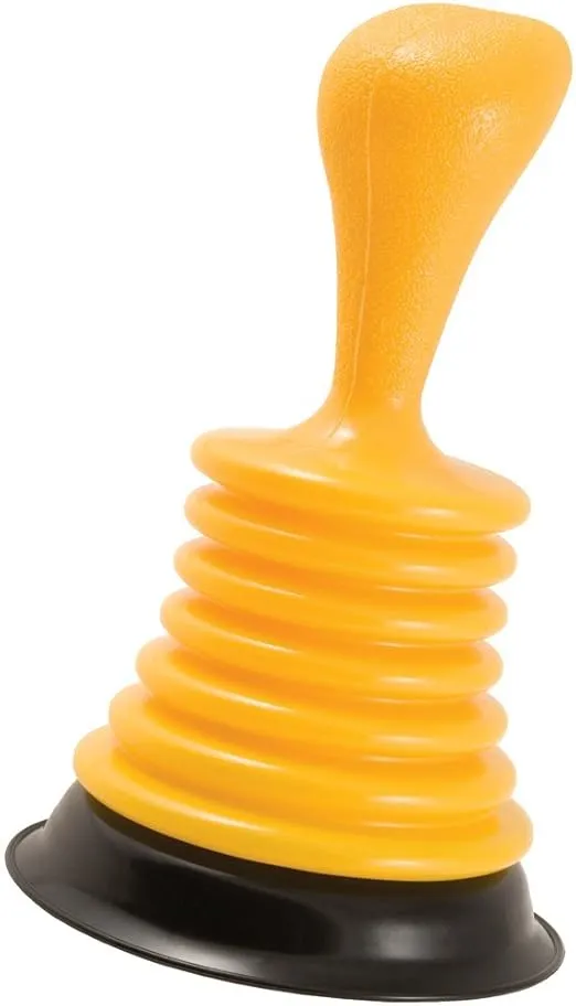 PlumbCraft 7504400 Powerful Home Sink Works on Showers, Tubs Types, Clear Drains Fast with Minimal Effort, Small - 7.5", Yellow Mini Plunger