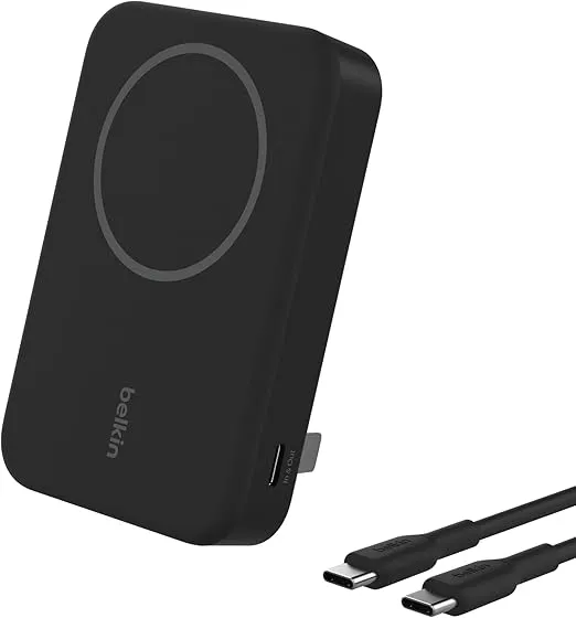 Belkin BoostCharge Pro Wireless Power Bank 10K w/ Qi2, MagSafe Compatible + Built-in Pop-up Kickstand - Compatible w/iPhone 16, 16 Plus, 16 Pro, 16 Pro Max, iPhone 15, iPhone 14, and More - Black