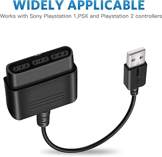 Xahpower PS2 Controller to USB Adapter Converter Cable, Compatible with Sony PS1/PS2 Controller Gamepad to PS3/PC Controller