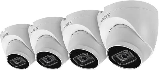 Lorex Technology Lorex E841CD-E IndoorOutdoor 4K Ultra HD Security IP Dome Camera, 2.8mm, 130ft Night Vision, Color Night Vision, Audio, White (4 Pack) E841CD-4PK