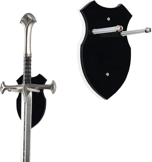 Wall mounted sword rack sword stant axe holder wall mounted display rack single sword vertical wall mounted general sword rack，sword wall mount，sword stand(black 1 set)
