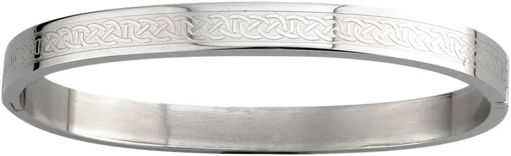 Solvar Celtic Knot Bangle Bracelet Steel Engraved Irish Made