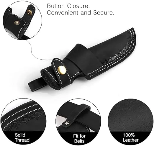 Gentlestache Belt Knife Sheath, Knife Holster, Horizontal Knife Sheath for Belt EDC Knife Holster Belt, Compact Draw Knife Holster Black