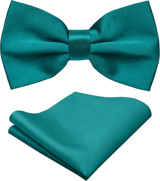 trilece Bow Ties for Men - Mens Solid Color Formal Pre Tied Bowtie and Pocket Square Sets - Mens Bowties Bow Tie Sets