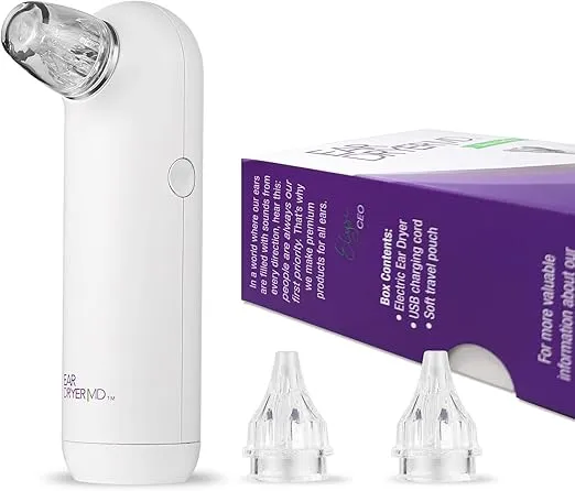 eosera® Ear Dryer MD® - Rechargeable Electric Ear Dryer with Compact Design and Various Size Tips | Perfect for Post-Shower or Swim Use