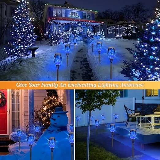 Upgraded Solar Outdoor Lights , 8 Pack Solar Lights for Outside with Flickering Flame, Solar Torch Flame Lights, Mini Solar Landscape Lights Outdoor Waterproof for Pathway, Porch, Yard Decorations