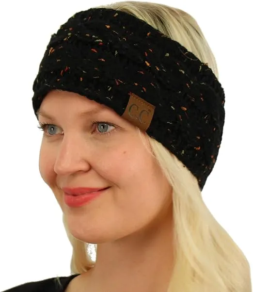 Winter CC Confetti Warm Fuzzy Fleece Lined Thick Knit Headband Headwrap Hat Cap
