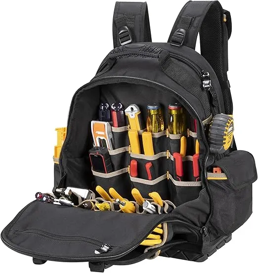 CLC Work Gear PB1133 38 Pocket Molded Base Tool Backpack, Black/Blue