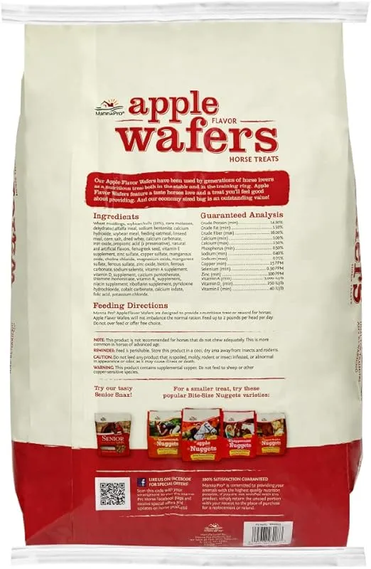 Manna Pro Apple Wafers - Treats for Horses - Packed with Vitamins & Minerals - Apple Flavored Horse Treats - 20 Pounds