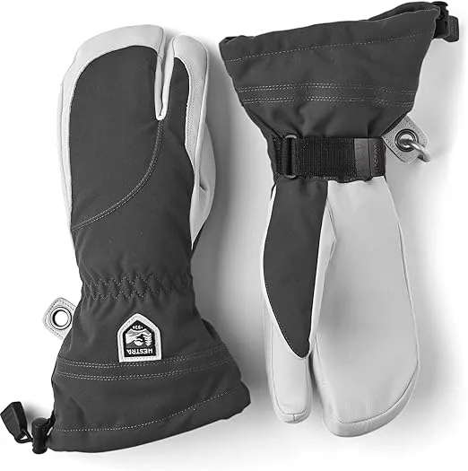 Hestra Heli Ski Womens Glove - Classic 3-Finger Leather Snow Glove for Skiing, Snowboarding and Mountaineering (Women’s Fit)