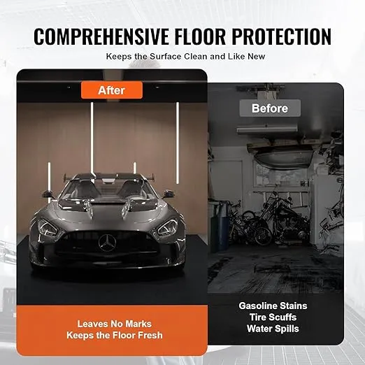 VEVOR Car Garage Mat, 7.4'x17', Shields Against Water, Snow, Rain, Mud, Oil, Durable Slip-Resistant Floor Cover with TPE Leak-Proof Backing, Simple to Maintain & Customizable Size