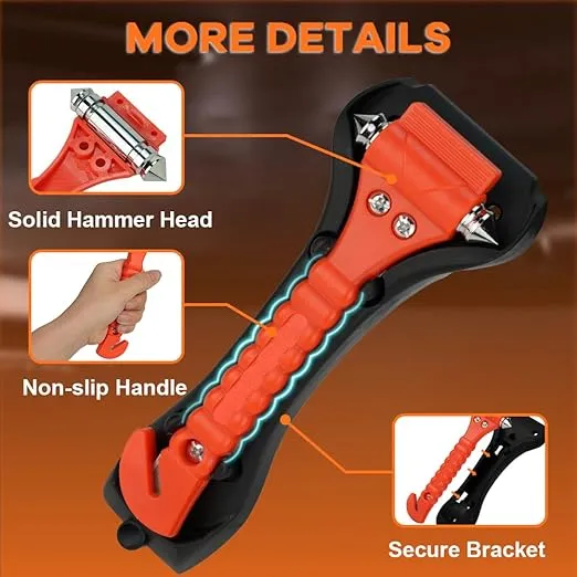 SINSEN Car Safety Hammer Set of 2 Emergency Escape Tool Auto Car Window Glass Hammer Breaker and Seat Belt Cutter Escape 2-in-1 for Family Rescue & Auto Emergency Escape Tools
