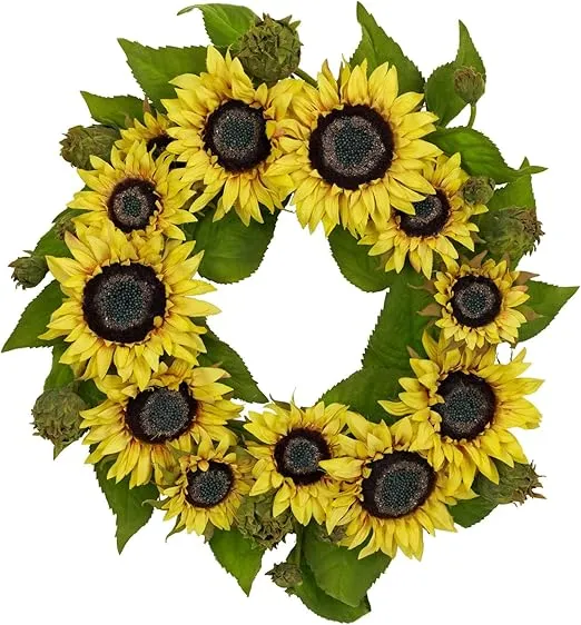 Nearly Natural 4787 Sunflower Wreath, 22-Inch, Yellow