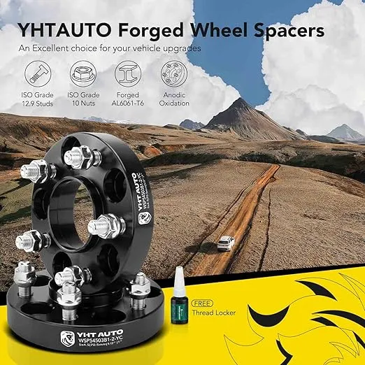 YHTAUTO 5x4.5 Hub Centric Wheel Spacers 1 Inch Fits Ford Explorer, Edge, Mustang, Ranger, Lincoln MKX, Town Car, Mercury Models 5x114.3mm 5 Lug Tire Spacers 70.5mm Hub Bore, 1/2" x20 Thread Size