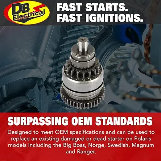 DB Electrical 220-54005 Starter Drive Bendix Compatible With Polaris ATV 2&4 Stroke Engine 200 250 300 335 400 500, Sportsman Scrambler Ranger ZN0751 220-54002 220-54005 SM1329850 54-8505, SMU5003