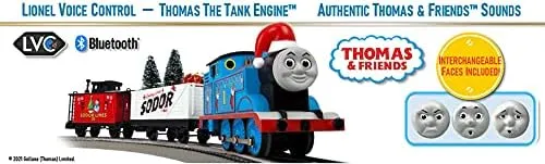 Lionel Thomas & Friends Christmas Freight Electric O Gauge Bluetooth Train Set with Remote, Blue,red and White