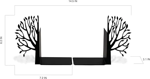 GEGUTON - Book Holder Organizer with Trees Theme - Steel Bookends for Books Organization, Decoration Items for Home, Birthday Gifts for Mom & Dad - Urban Forest Collection - Black