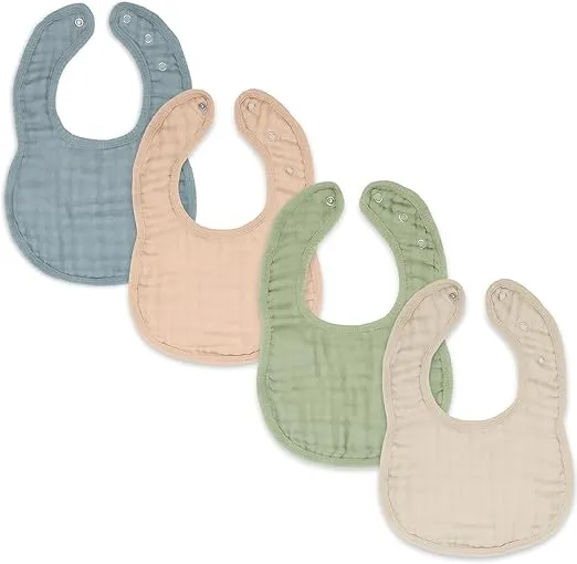 Comfy Cubs Muslin Baby Bibs, Drool Bibs, Adjustable with Easy Snaps, Teething & Drooling, Absorbent Bibs for Boys & Girls