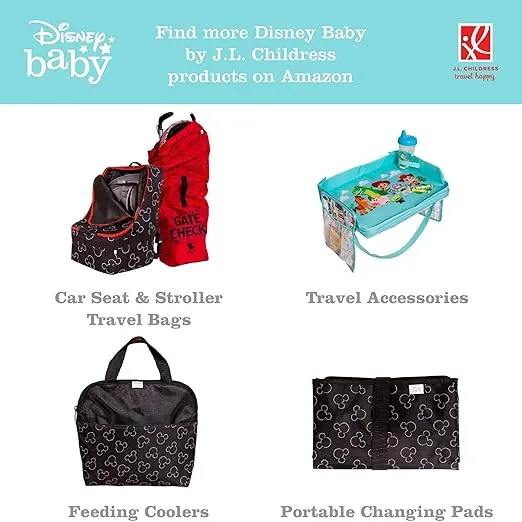Disney Baby by J.L. Childress Cargo 'N Drinks Parent Tray - Universal Stroller Organizer - Stroller Accessory with Insulated Cup Holders and Cell Phone Pocket - Mickey Mouse Black