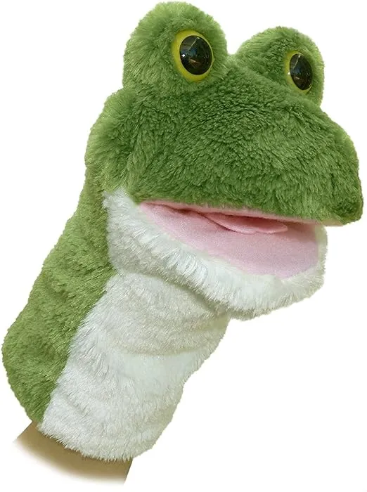Aurora® Interactive Hand Puppet Frog Stuffed Animal - Storytelling Adventures - Playful Learning - Green 10 Inches