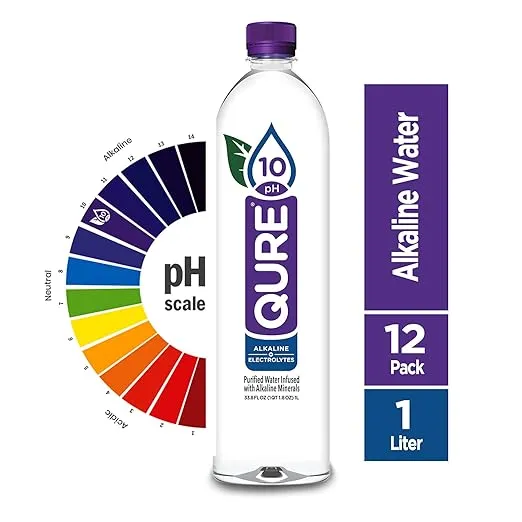 QURE Water, Premium 10 pH Ionized Alkaline Bottled Water, Silky Smooth Taste Infused with Electrolytes, 33.8 Fl Oz (Pack of 12)