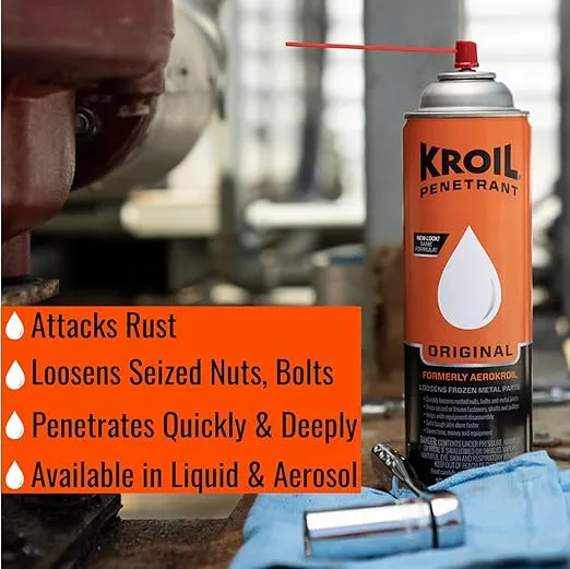 Kroil Original Penetrating Oil (Aerosol Spray-10oz Can-Case of 4) | Penetrant for Rusted Bolts, Metal, Hinges, Chains, Moving Parts | Rust, Corrosion Inhibitor (AZKS102C4)