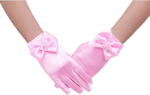 DreamHigh Wedding Flower Girl's Stretch Satin Dress Gloves
