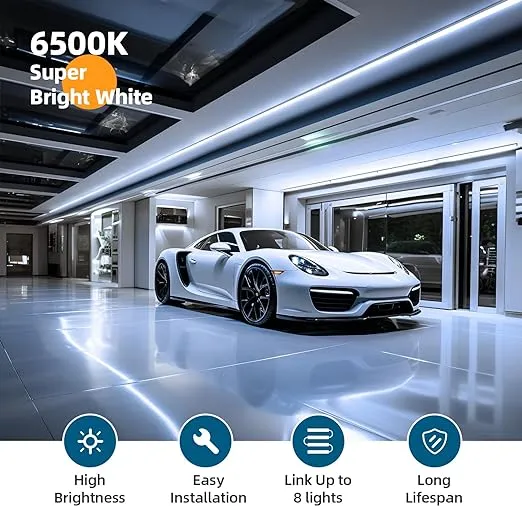 Barrina (6 Pack) LED T5 Integrated Single Fixture, 4FT, 2200lm, 6500K Super Bright White, 20W Utility LED Shop Light, Ceiling and Under Cabinet Light, Corded Electric with ON/Off Switch, ETL Listed
