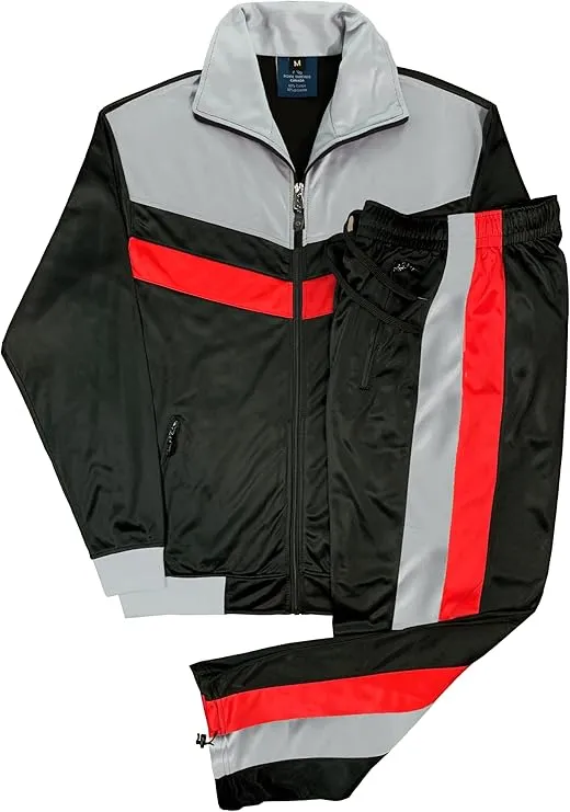 Men's Tracksuit Warm-Up 2-piece Retro Style Track Jacket & Pants Matching Set