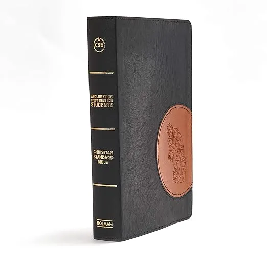 CSB Apologetics Study Bible for Students, Black/Tan LeatherTouch, Black Letter, Defend Your Faith, Study Notes and Commentary, Articles, Profiles, Full-Color Maps, Easy-to-Read Bible Serif Type