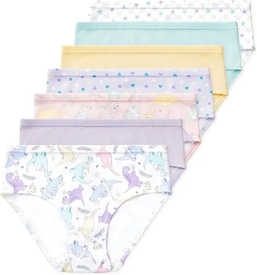 Lucky & Me Girls 100% Organic Cotton Underwear Briefs, Gracie 7 Pack