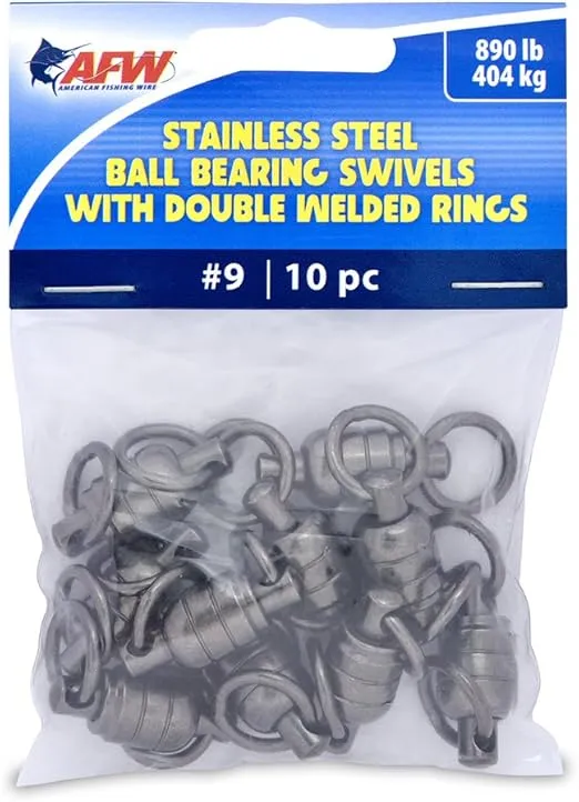 American Fishing Wire Stainless Steel Ball Bearing Swivels with Double Welded Rings