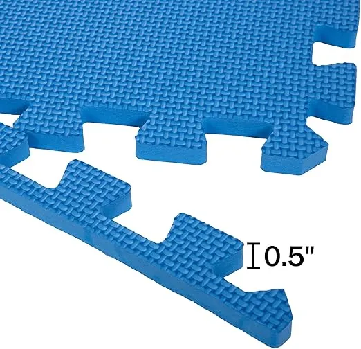 EVA Foam Mat Tiles 8-Pack - 32 SQ FT Interlocking Padding for Playroom or Gym Flooring - Workout Mat or Baby Playmat by Stalwart (Multicolor)