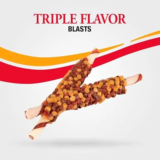 Good 'n' Fun Triple Flavor Blasts, 4 Oz, Rawhide Chew for All Dogs