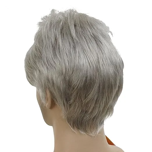 Lydell Men Wig Natural Short Straight Hair Synthetic Full Wigs (51 Silver Grey)