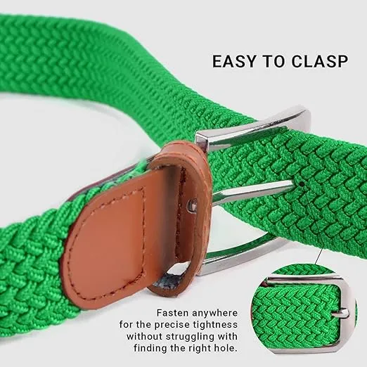 Umo Lorenzo Stretch Braided Woven Belts without Holes, Elastic Casual Belts for Men and Women