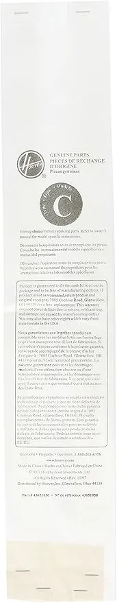 Hoover Type C Replacement Bags for Bottom-Fill Convertible Upright Vacuum Cleaners, 4010077C, 3 Pack , Tan