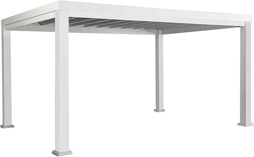 Backyard Discovery 14x10 Windham White Galvanized Steel Pergola w/Sail Shade Soft Canopy, Withstand Winds up to 100 MPH, Rust Resistant, Steel Anchoring Plates, Easy Assembly, USB, Electrical Outlets