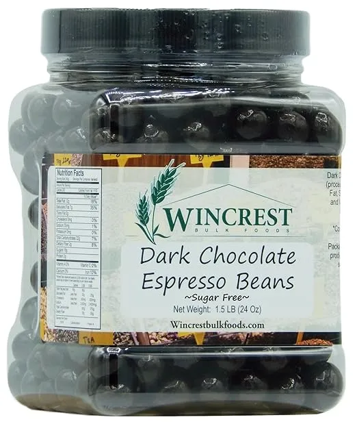 Chocolate Espresso Beans - 24 Oz Tub (Sugar Free Dark Chocolate)