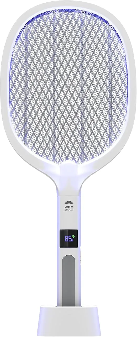 2 in 1 Electric Bug Zapper, Mosquitoes Trap Lamp & Racket, USB Rechargeable Electric Fly Swatter for Home and Outdoor Powerful Grid 3-Layer Safety Mesh Safe to Touch