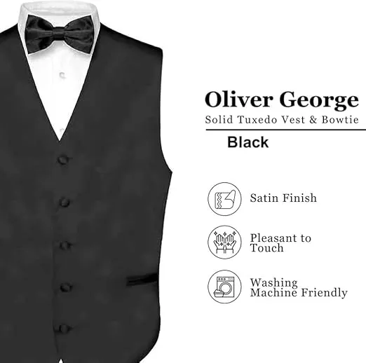 Men's Solid Formal Waistcoat Tuxedo Dress Vest Bow Tie Set for Suit or Tuxedo