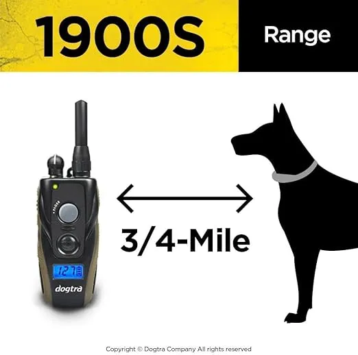 Dogtra 1900S Ergonomic 3/4-Mile IPX9K Waterproof High-Output Remote Dog Training E-Collar