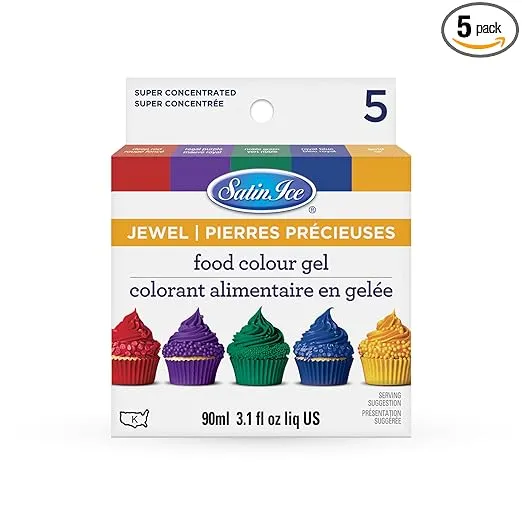Satin Ice Food Color Liquid Gel Kit, 3.1 fl oz, Jewel, 5 Count